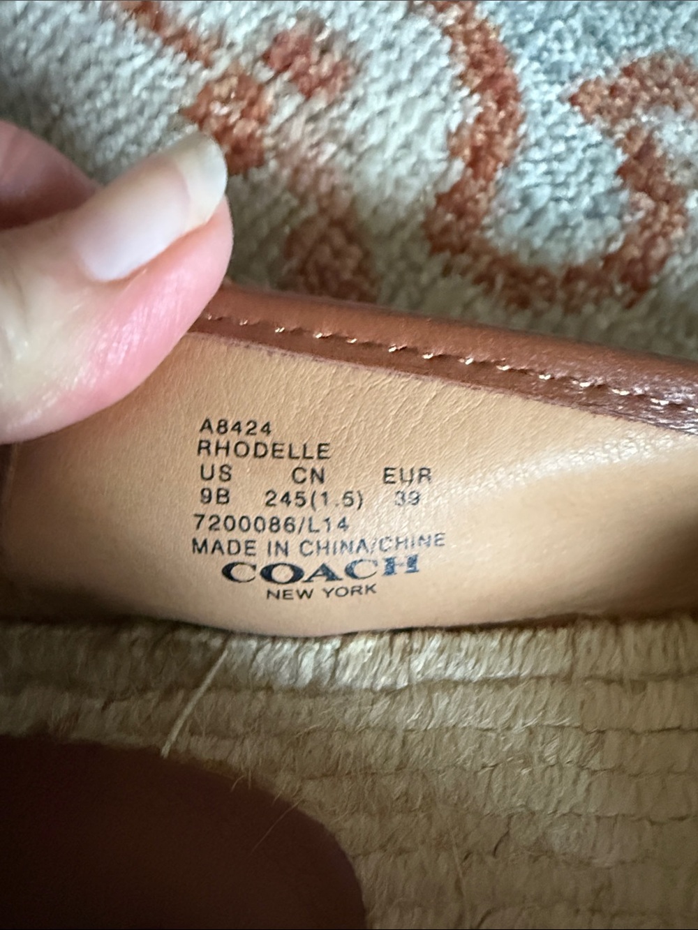 Coach Saddle Brown Leather Espadrille Flats with Gold Logo - Picture 8 of 8